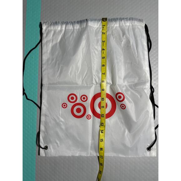 Target White Red Bullseye Logo Promotional Drawstring Backpack Cinch Sack Bag - Picture 4 of 7